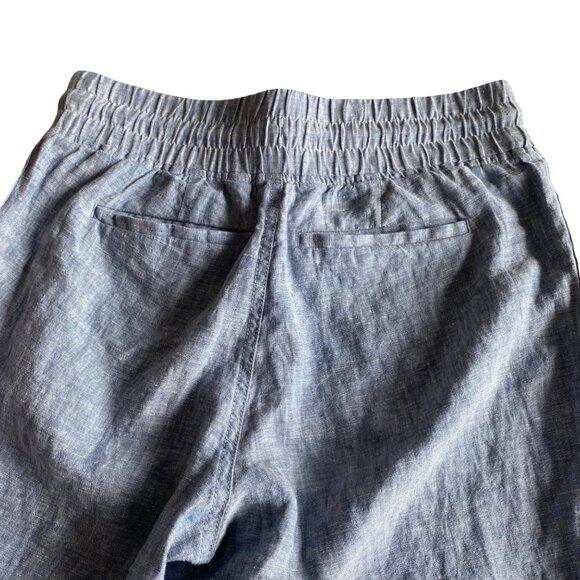 Athleta Cabo Linen Jogger Chambray Blue Sz 2 Beachy Nautical Coastal Athleisure - Picture 10 of 13